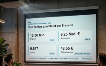 12 Millionen im Studio: Wer die deutsche Fitnessbranche bewegt Präsentation der echten Kennzahlen des deutschen Fitnessmarkts 2026 auf einer Leinwand (Bild KI-generiert)